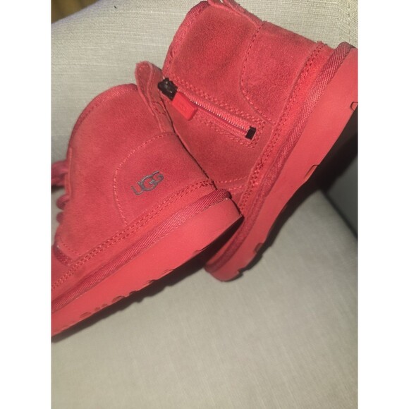 UGG Lemmy II Toddler Boots Red Suede Size 11 • Zip & Lace • Fleece Lined Chukka - Picture 10 of 10